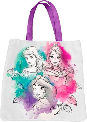 shopper prinsessen meisjes 36 x 41 cm katoen wit