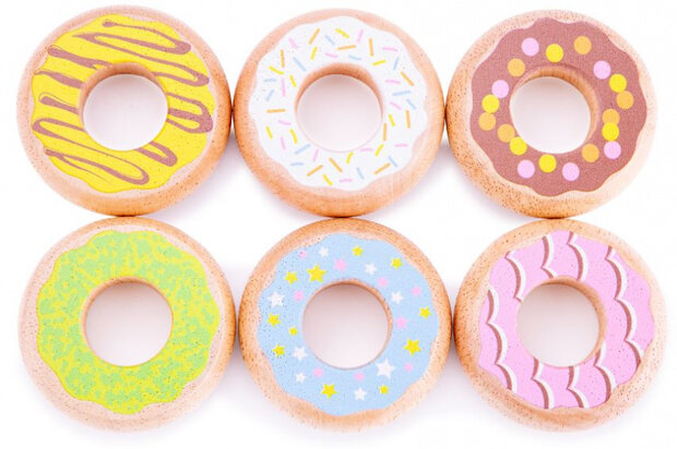 donuts junior 5,5 cm hout 6-delig