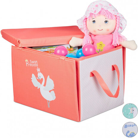 opbergdoos/speelkleed Zwaan 41 cm polyester roze