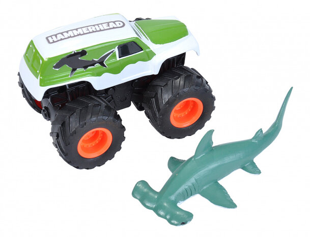 speelset truck en haai junior blauw/wit 2-delig