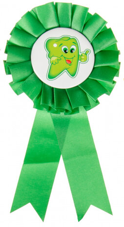 badge tandarts junior 15 x 8 cm textiel groen