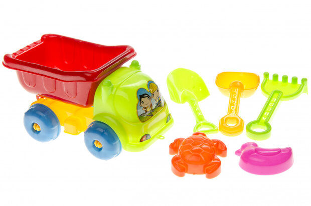 strandspeelgoed vrachtwagen junior 15 cm 6-delig