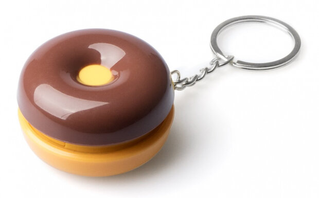 sleutelhanger-pillendoos Donut 4,8 cm ABS bruin