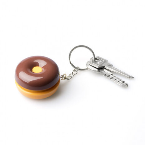 sleutelhanger-pillendoos Donut 4,8 cm ABS bruin