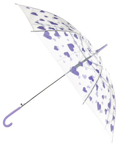 paraplu Hartjes meisjes 50 cm transparant/paars