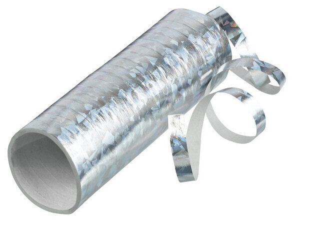 holographic Streamer junior 12,5 cm papier zilver