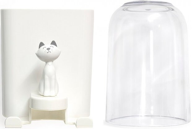 tandenborstelhouder Kitty 13,5 cm ABS wit 2-delig