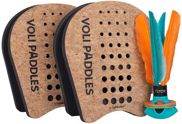 buitenspel Voli Racket bruin/blauw/oranje 3-delig