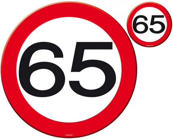 placemat/onderzetter set verkeersbord 65 rood/wit 8-delig