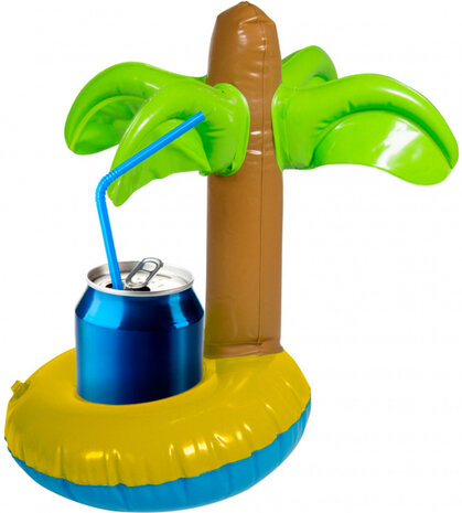 opblaasbare bekerhouder palmboom 25 x 21 cm geel/bruin