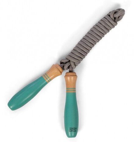 springtouw junior 2,6 meter hout turquoise/grijs