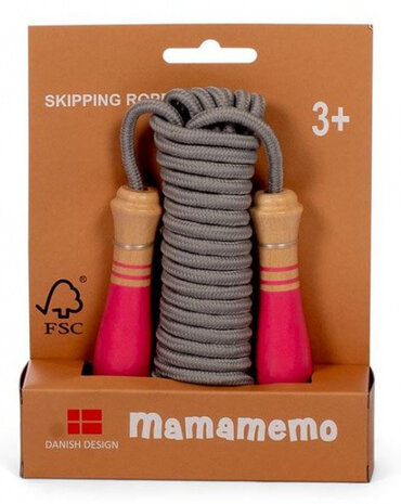 springtouw Dusty junior 5 meter hout roze/grijs