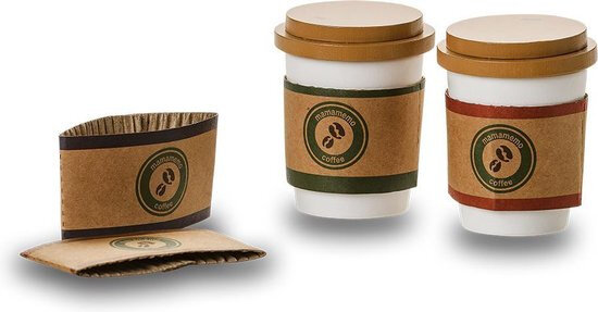 koffiebekers &#039;to go&#039; junior 7 cm hout bruin/wit 8-delig
