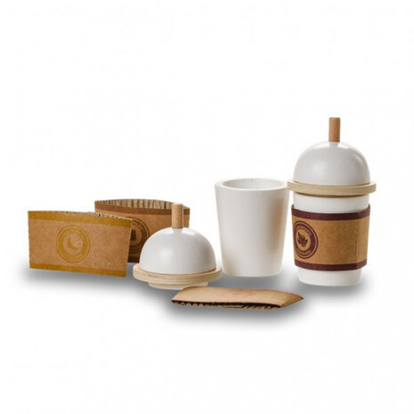 milkshakbekers &#039;to go&#039; junior 7 cm hout wit 8-delig
