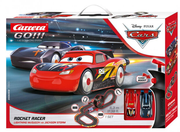 racebaanset Go!! Cars 530 cm 1:43 zwart/rood