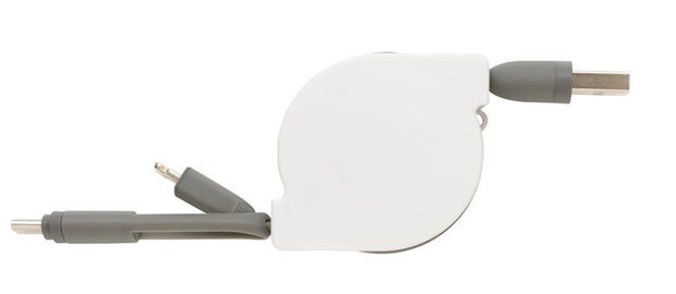oplaadkabel 3-in-1 13 cm ABS wit