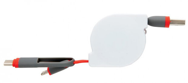 oplaadkabel 3-in-1 13 cm ABS rood/wit