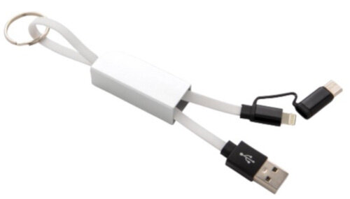 oplaadkabel 3-in-1 15 cm PP/aluminium wit