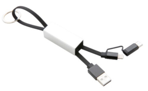 oplaadkabel 3-in-1 15 cm PP/aluminium zwart