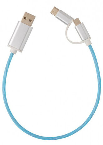 oplaadkabel 3-in-1 30 cm aluminium blauw