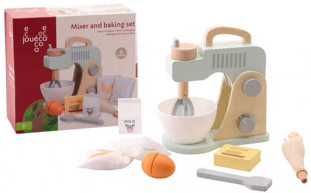 mixer- en bakset junior hout 10-delig