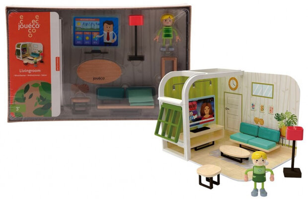 speelset woonkamer junior hout/karton 10-delig
