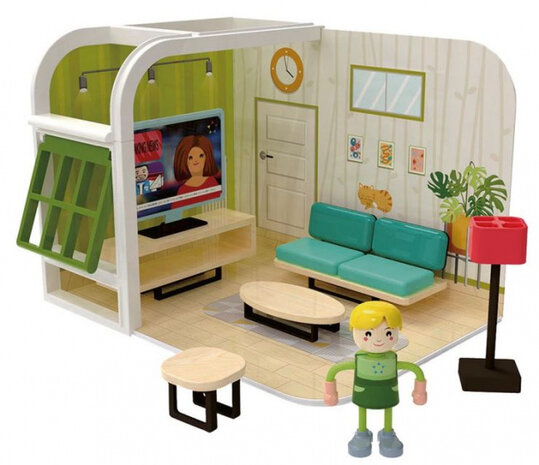 speelset woonkamer junior hout/karton 10-delig
