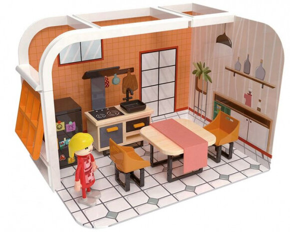 speelset keuken junior hout/karton 7-delig