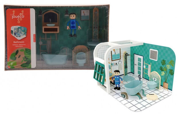 speelset badkamer junior karton/hout 7-delig