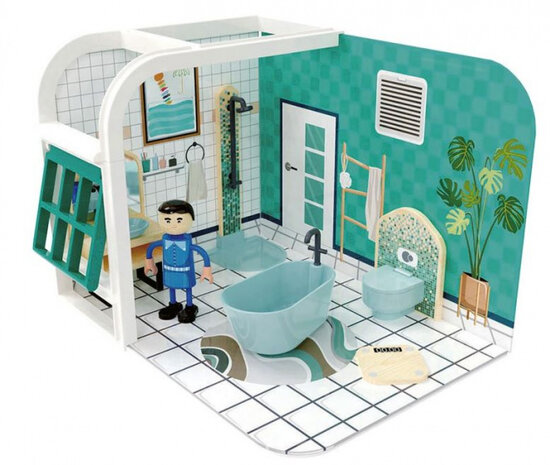 speelset badkamer junior karton/hout 7-delig