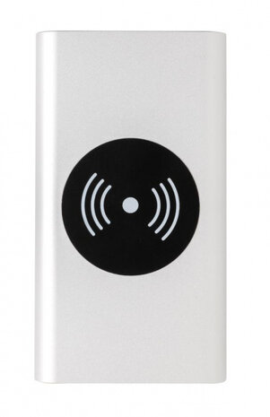 powerbank draadloos 10.000 mAh 12,5 cm alu zilver