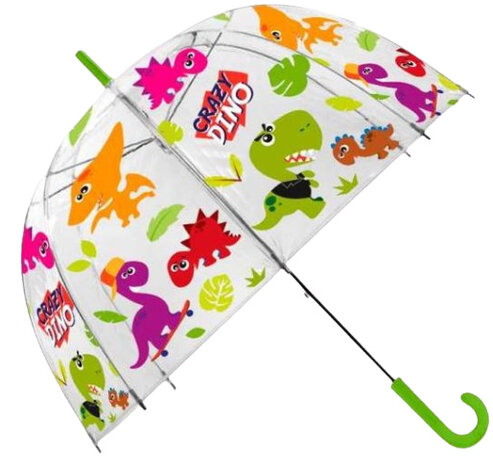 paraplu Crazy Dino 48 cm polyester transparant