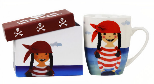 mok Piraat Paula junior porselein wit/rood/blauw