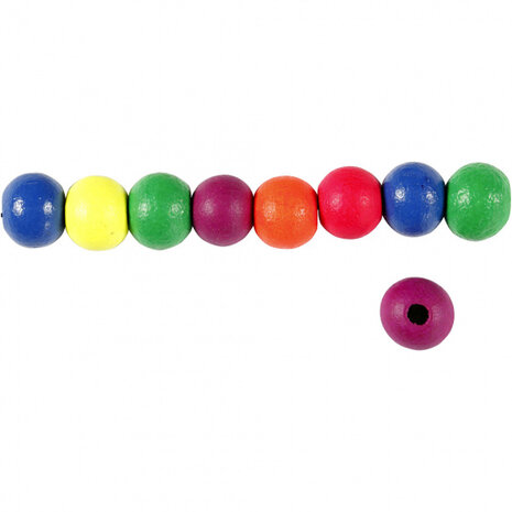 kralen Neonmix junior 8 mm hout 12 gram