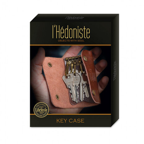 sleutelhouder l&#039;H&eacute;doniste heren 10,5 x 6 cm leer bruin