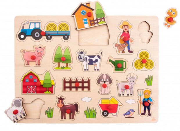 vormenpuzzel Boerderij junior 40 x 30 cm hout 17-delig