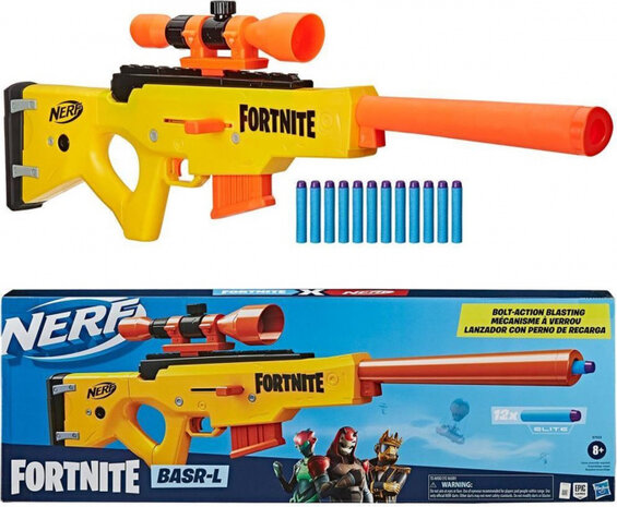 Fortnite Basr L blaster 76 cm geel/oranje - 12 darts