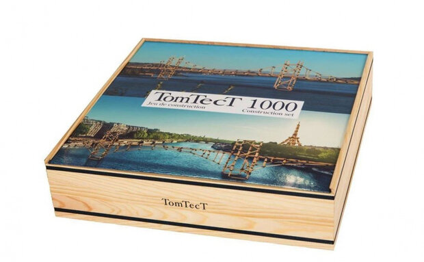 bouwkit junior hout/kunststof naturel/blauw 1000-delig