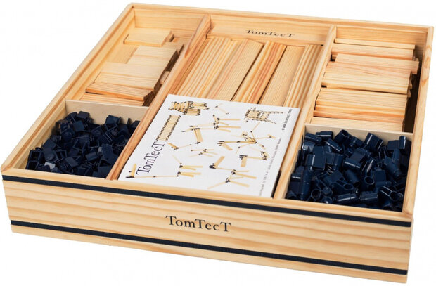 bouwkit junior hout/kunststof naturel/blauw 1000-delig