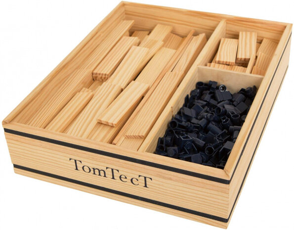 bouwkit junior hout/kunststof naturel/blauw 500-delig