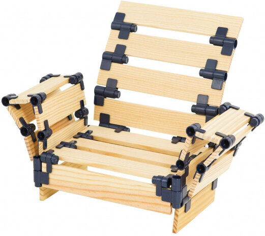 bouwkit junior hout/kunststof naturel/blauw 500-delig