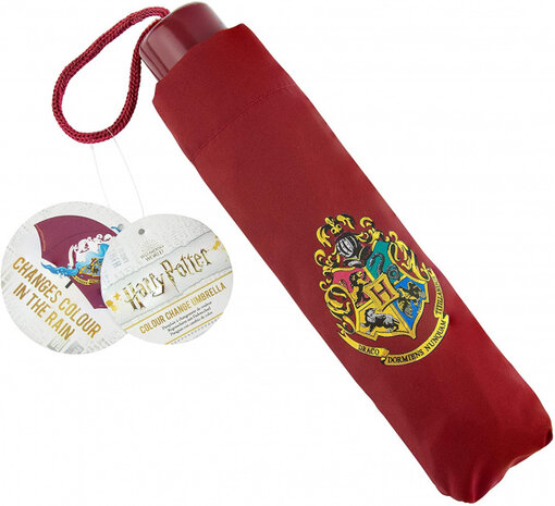 paraplu Harry Potter Zweinstein 70 cm rood 2-delig