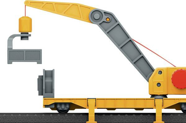 kraanwagen My World 44118 H0 grijs/geel 18,5 cm