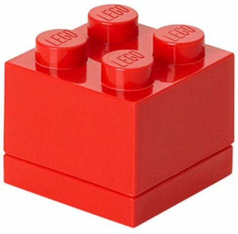 mini-opbergsteen 4 noppen 4,6 x 4,3 cm polypropeen rood