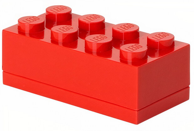 mini-opbergsteen 8 noppen 4,6 x 9,2 cm polypropeen rood