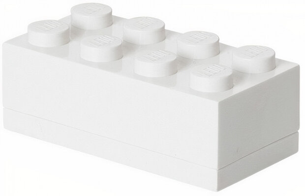 mini-opbergsteen 8 noppen 4,6 x 9,2 cm polypropeen wit