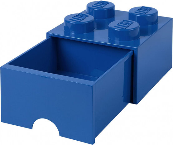 opbergsteen met lade 4 noppen 25 x 17 cm polypropeen blauw
