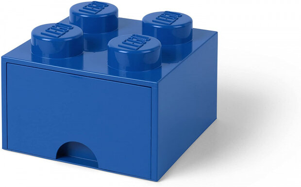 opbergsteen met lade 4 noppen 25 x 17 cm polypropeen blauw