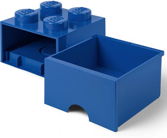 opbergsteen met lade 4 noppen 25 x 17 cm polypropeen blauw