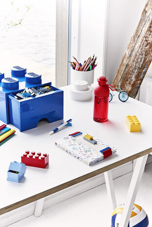 opbergsteen met lade 4 noppen 25 x 17 cm polypropeen blauw